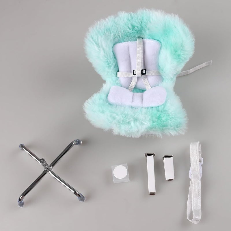 Walant Doll Car Seat Compatible with Labubu, Chair for 10-17cm Dolls - Adjustable Safety Strap, Air Vent Clip & Desktop Stand, Soft Cushion, Cute Car Ornament Gift for Collectors & Fans (Mint Green Ombre) - Image 3
